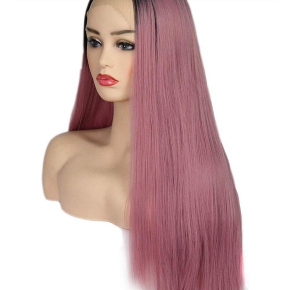 MADDIE 28” Pink with dark roots LaceFront Wig ?